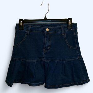 Super Cute Navy Blue Denim Ruffle Mini Skirt – Size Medium
